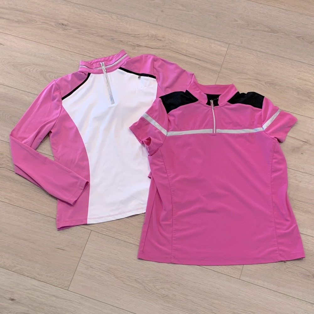 Izod Pink and Silver Zip-Up Top & Pullover Jacket 2 Piece Set Size Medium